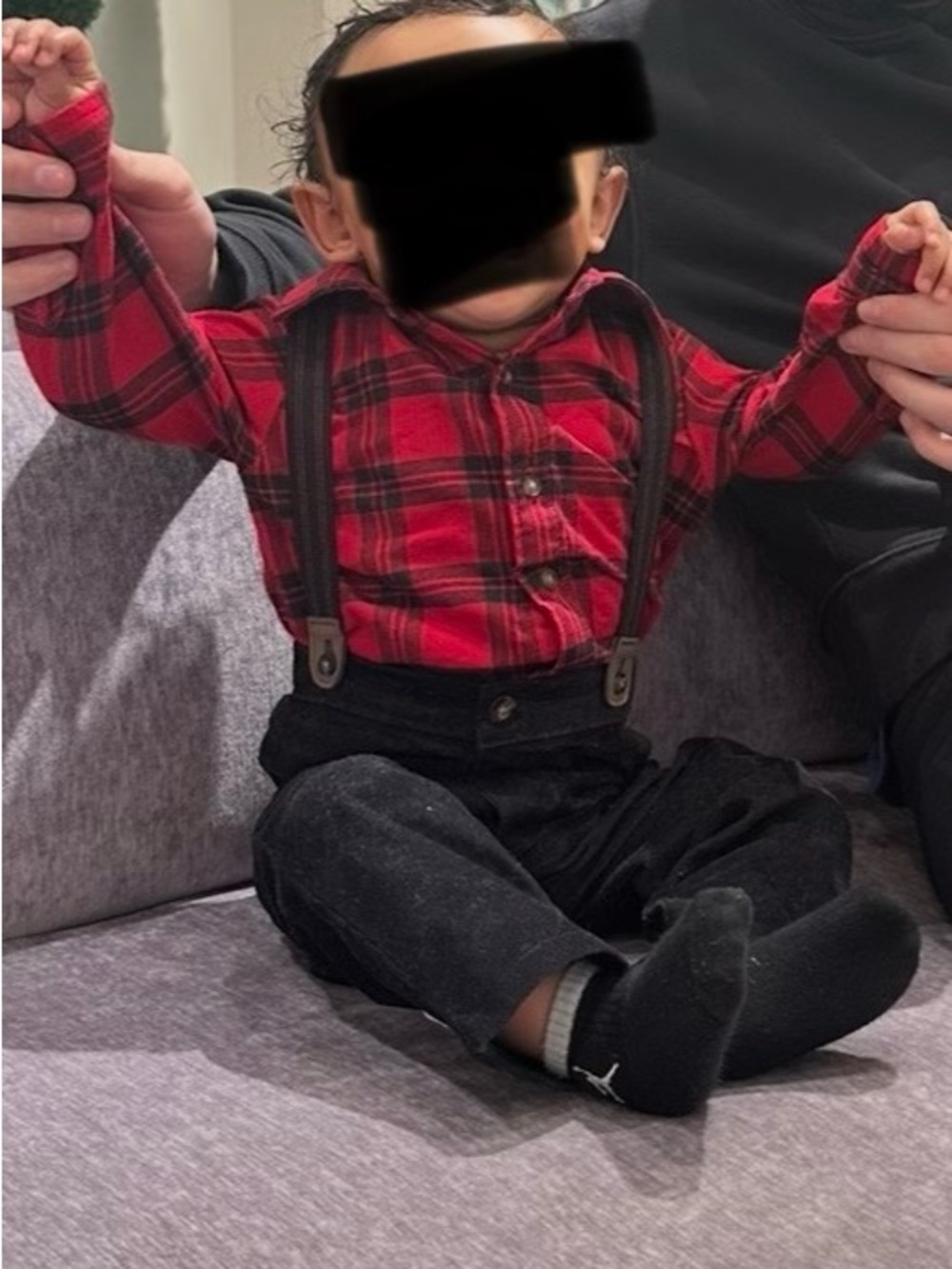 Carter's Red Plaid Shirt with Black Suspenders